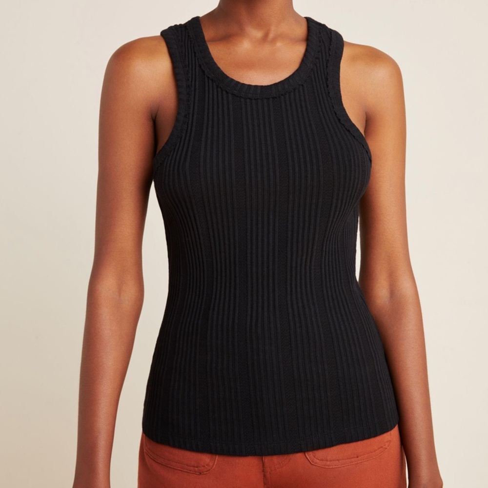 NWOT Anthropologie Robin Knit Black Scoop Neck Tank Top